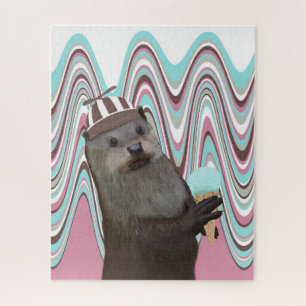 Niedliches Otter mit Eiscreme Pink Liquid Swirl