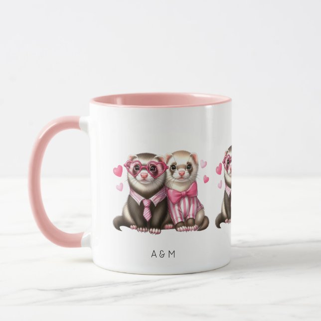 Niedliches Otter Paar in der Liebe Valentinstag Tasse (Links)