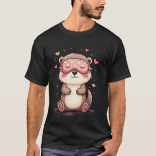 Niedliches Otter-Schlafmotiv T-Shirt