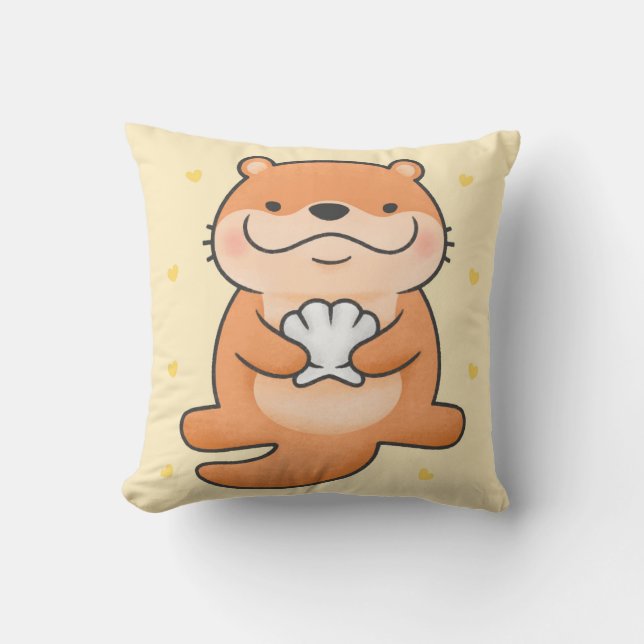 Niedliches Otter Throw Kissen (Vorderseite)