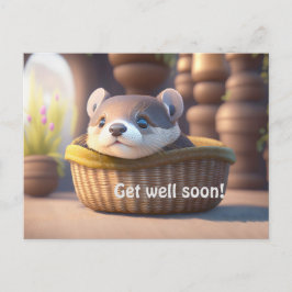 Niedliches Otterbaby in einem Korb - personalisier Postkarte