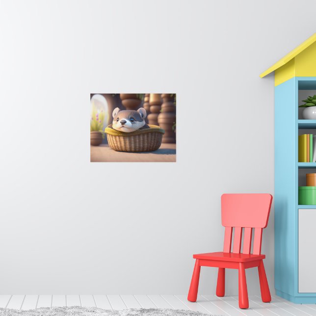 Niedliches Otterbaby in einem Korb Poster (Kinderzimmer 1)
