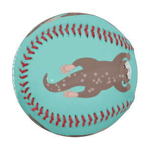 Niedliches Ottertauchen auf aquamariner Cartoon-Ab Baseball
