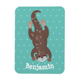 Niedliches Ottertauchen auf aquamariner Cartoon-Ab Magnet