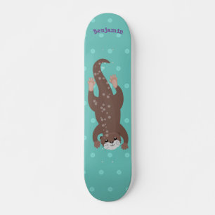 Niedliches Ottertauchen auf aquamariner Cartoon-Ab Skateboard