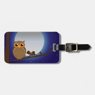 Niedliches Owl am Mondlicht Gepäckanhänger