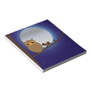 Niedliches Owl am Mondlicht Notizblock