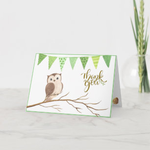 Niedliches Owl auf einem Zweig Vielen Dank Anmerku Dankeskarte
