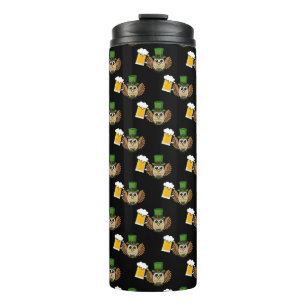 Niedliches Owl Drinking Beer St Patrick's Day Must Thermosbecher