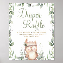 Niedliches Owl Greenery Baby Dusche Windeln Raffel