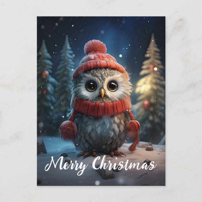 Niedliches Owl Happy Holidays Weihnachten (Vorderseite)