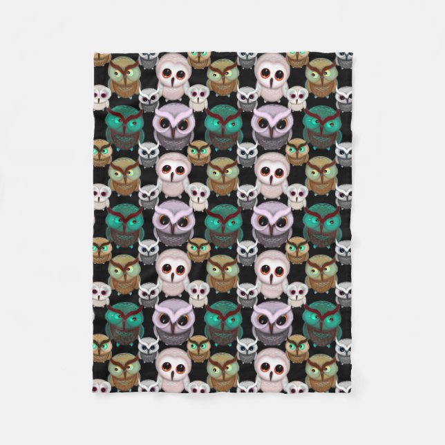 Niedliches Owl Illustrationsmuster Fleecedecke (Vorderseite)