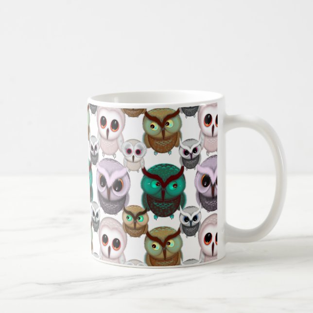 Niedliches Owl Illustrationsmuster Kaffeetasse (Rechts)