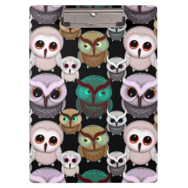 Niedliches Owl Illustrationsmuster Klemmbrett (Vorderseite)
