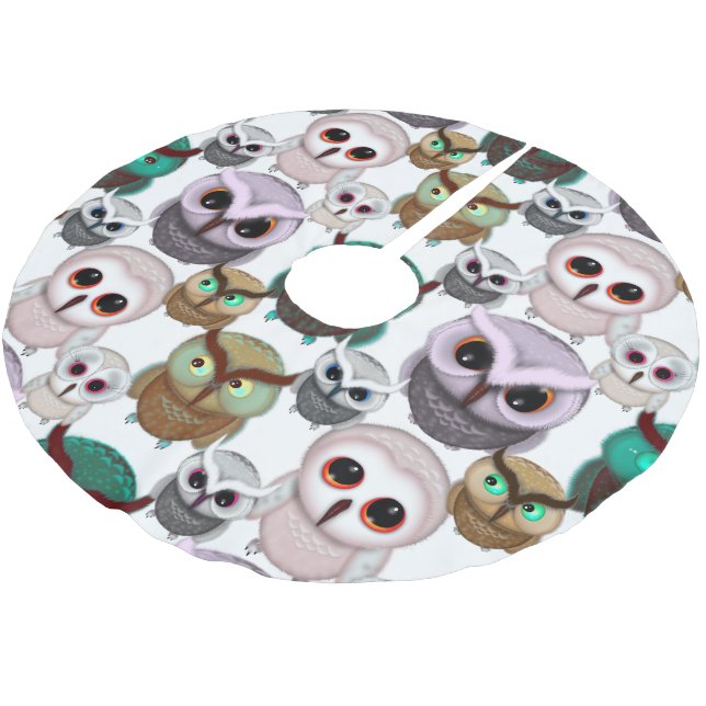 Niedliches Owl Illustrationsmuster Polyester Weihnachtsbaumdecke (Schrägansicht)