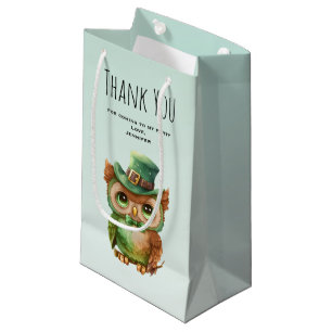 Niedliches Owl in einem Green Top Hat Party Vielen Kleine Geschenktüte