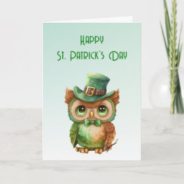 Niedliches Owl in einem Green Top Hat St. Patrick' Karte