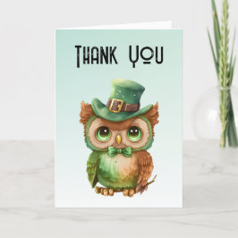 Niedliches Owl in einem grünen Top Hat Dankeskarte