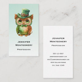 Niedliches Owl in einem grünen Top Hat Visitenkarte