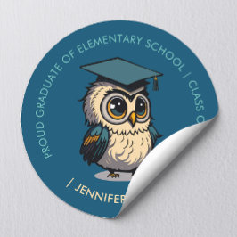 Niedliches Owl Kids Abschluss | Zurück zur Schule Runder Aufkleber