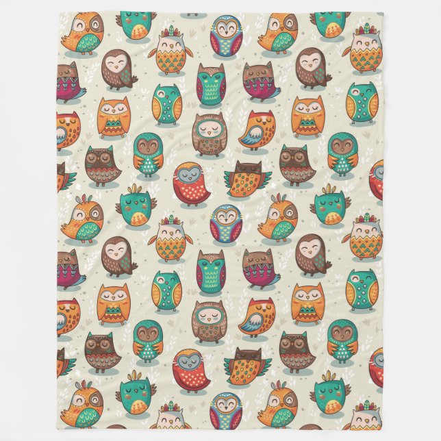 Niedliches Owl Muster Fleece Blankon (Vorderseite)