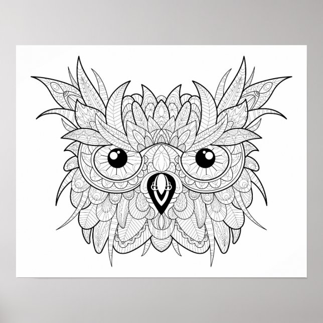 Niedliches Owl Portrait Doodle 2 Poster (Vorne)