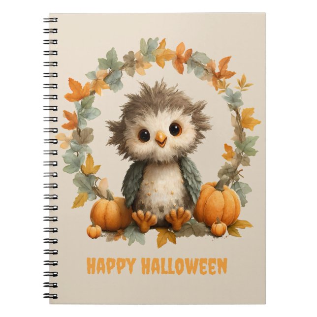 Niedliches Owl Pumpkin Happy Halloween Design Notizblock (Vorderseite)