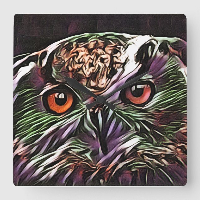 NIEDLICHES OWL QUADRATISCHE WANDUHR (Vorderseite)