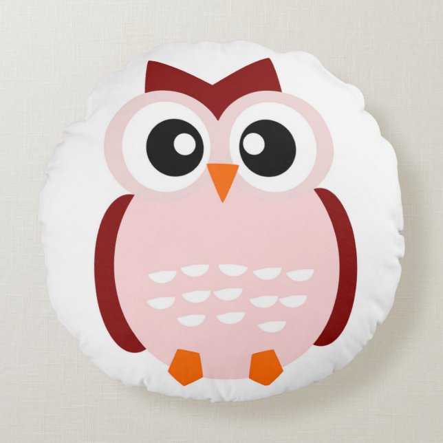 NIEDLICHES OWL RUNDES KISSEN (Vorderseite)