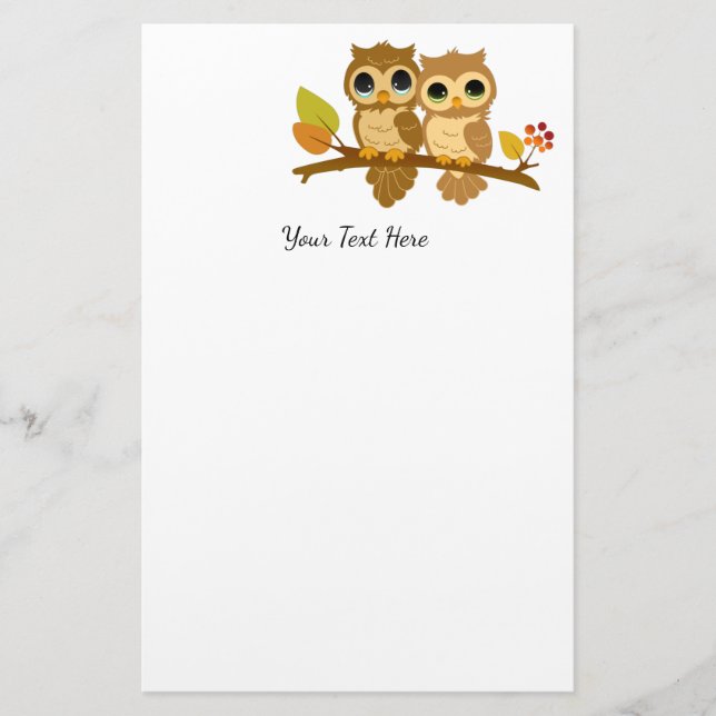 Niedliches Owl Stationieren Briefpapier (Vorderseite)