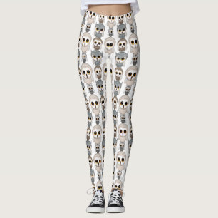 Niedliches Owls-Muster auf Weiß Leggings