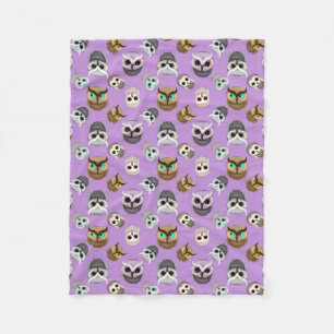 Niedliches Owls Muster im Lila Hintergrund Fleecedecke