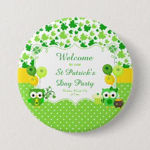 Niedliches Owls St Patrick's Day Party Button