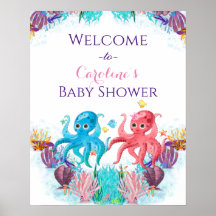 Niedliches Ozeanbaby Twin Octopus farbenfroh Willk