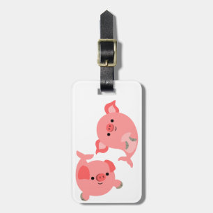 Niedliches Paar Cartoon Merschweine Gepäckmarke Gepäckanhänger