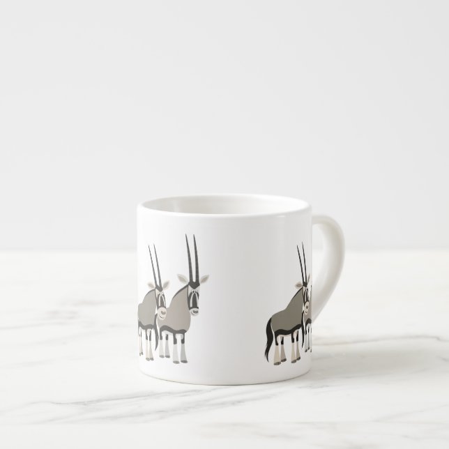 Niedliches Paar Cartoon Oryxes Espressotasse (Vorderseite Rechts)