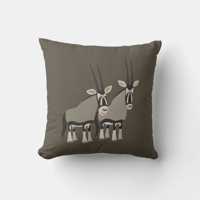 Niedliches Paar Cartoon Oryxes Kissen (Vorderseite)