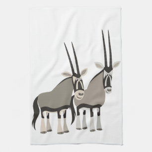Niedliches Paar Cartoon Oryxes Küchentuch