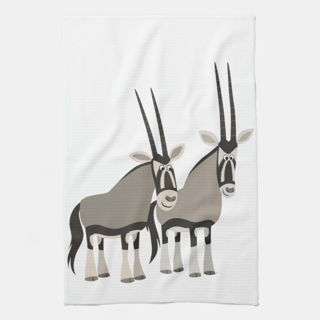 Niedliches Paar Cartoon Oryxes Küchentuch (Vertikal)