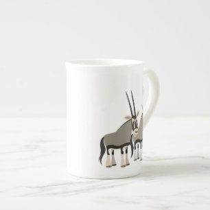 Niedliches Paar Cartoon Oryxes Prozellantasse