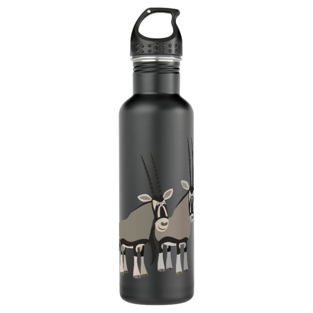 Niedliches Paar Cartoon Oryxes Trinkflasche (Vorderseite)