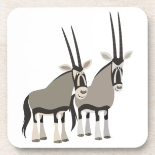 Niedliches Paar Cartoon Oryxes Untersetzer Set