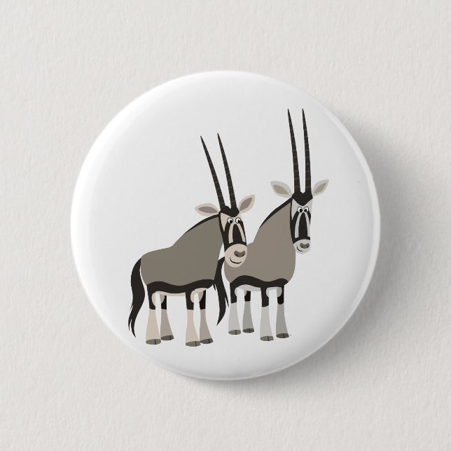 Niedliches Paar des Cartoon Oryxes Button-Abzeiche Button (Vorderseite)
