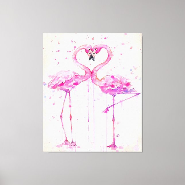 Niedliches Paar Flamingo Liebe Printing Art Leinwanddruck (Vorderseite)
