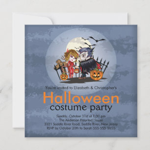 Niedliches Paar Halloween Kostüme Party Einladung