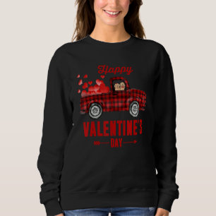 Niedliches Paar Hunde Reiten Karierter Lkw Herz Va Sweatshirt