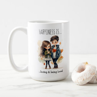 Niedliches Paar in Liebe Cartoon | Glück ist | Kaffeetasse