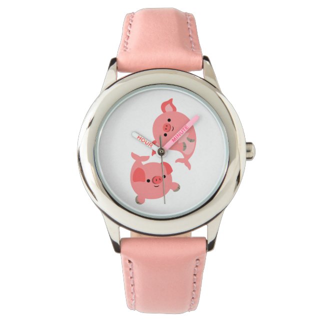 Niedliches Paar von Cartoon Merschweine beobachten Armbanduhr (Vorderseite)