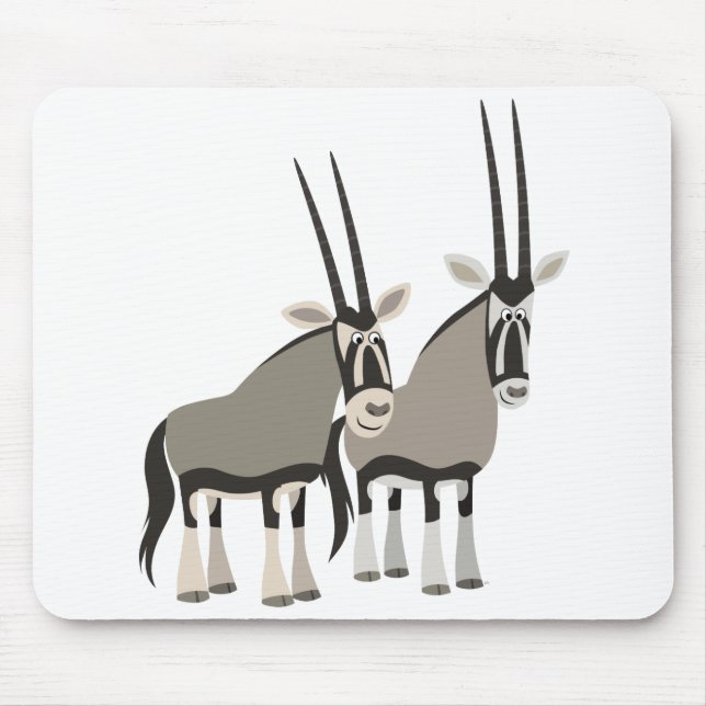 Niedliches Paar von Cartoon Oryxes Mousepad (Vorne)
