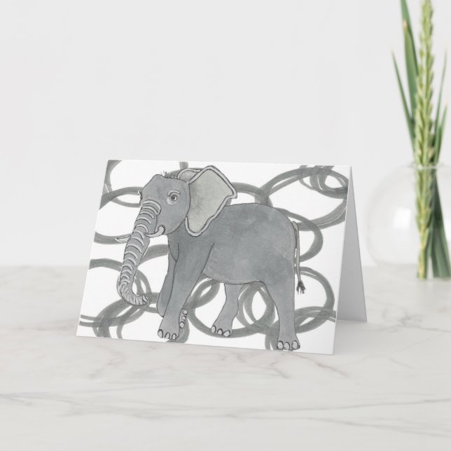 Niedliches Pach der Elefant - springend durch Dankeskarte (Vorderseite)